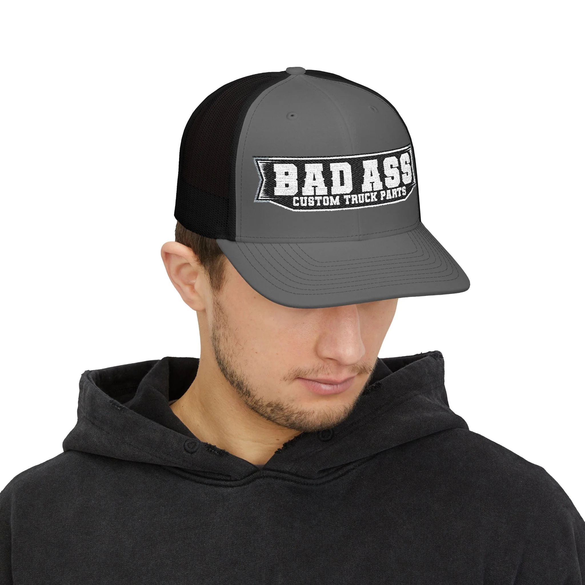 Custom Embroidered Bad Ass Snapback Trucker Cap - Thumbnail 16