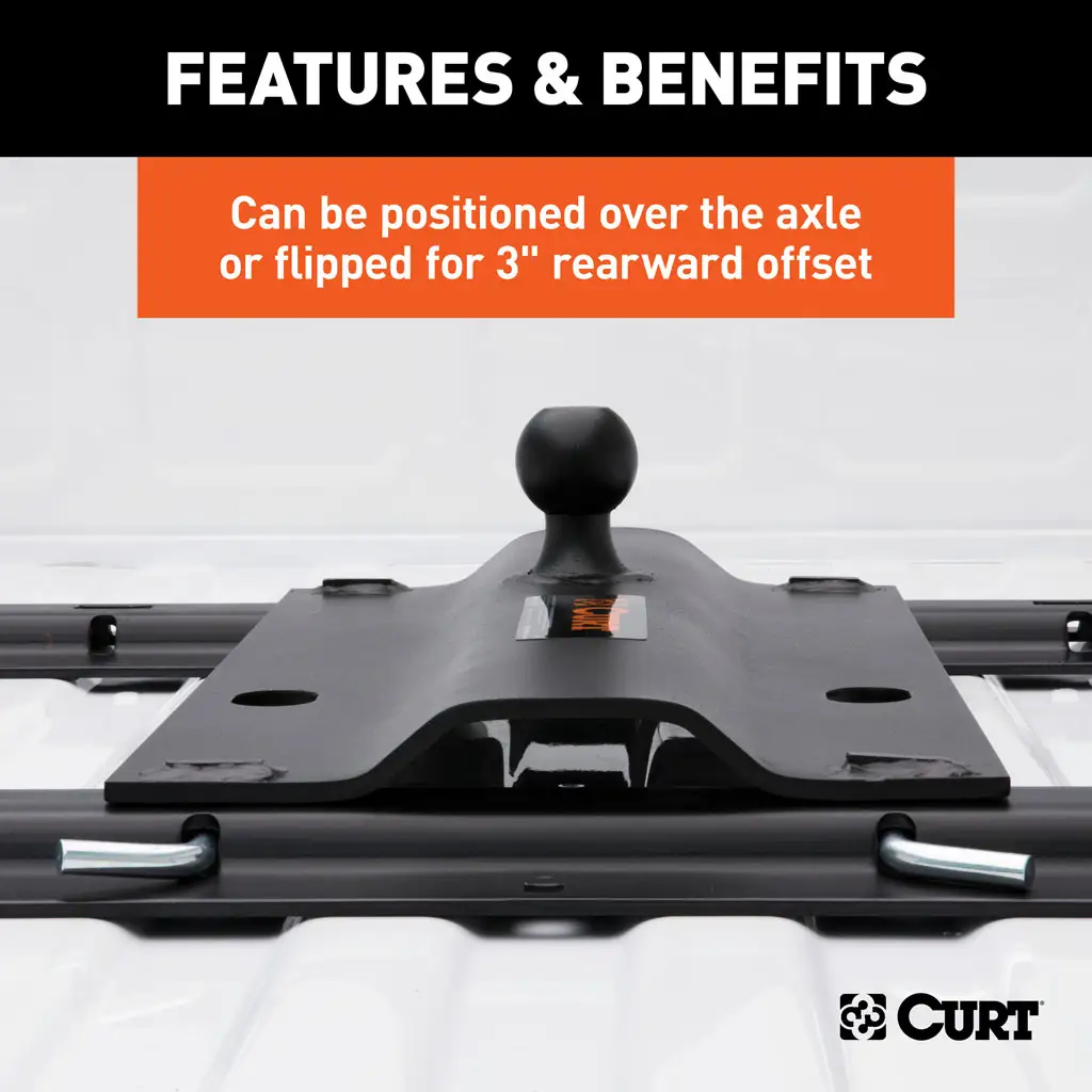 Bent Plate 5th Wheel Rail Gooseneck Hitch with 2-5/16" Ball, 25K (3" Offset) - Thumbnail 6