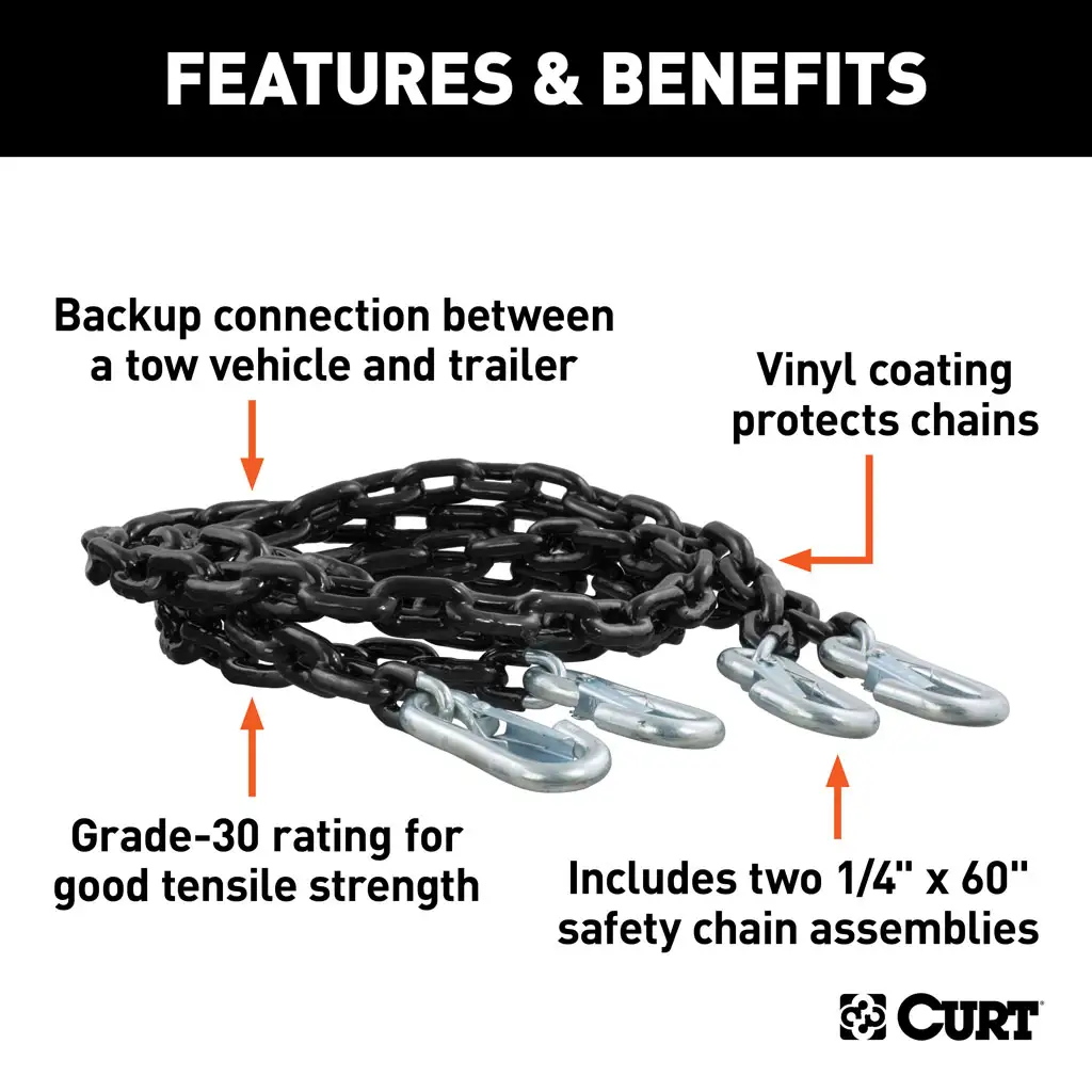 65" Safety Chains with 2 Snap Hooks Each (5,000 lbs, Vinyl-Coated, 2-Pack) - Thumbnail 3