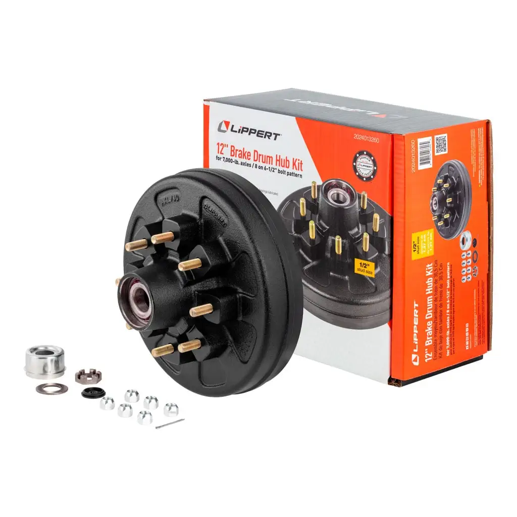 12" Brake Hub Complete Kit with Installed Bearings, 7,000-lb. Axles