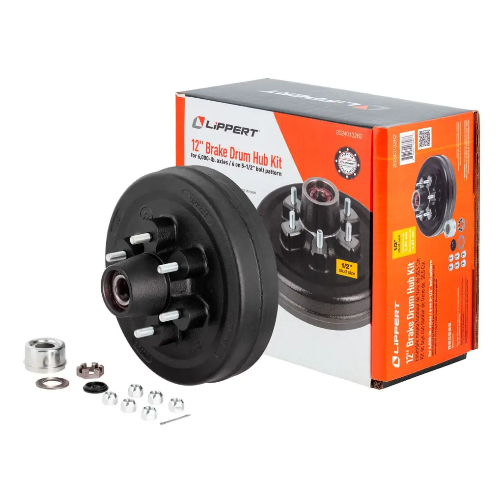 12" Brake Hub Complete Kit with Installed Bearings, 6,000-lb. Axles