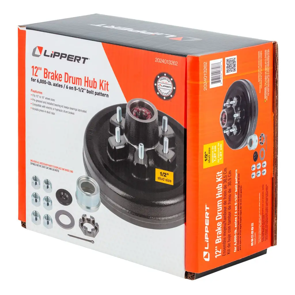 12" Brake Hub Complete Kit with Installed Bearings, 6,000-lb. Axles - Thumbnail 9