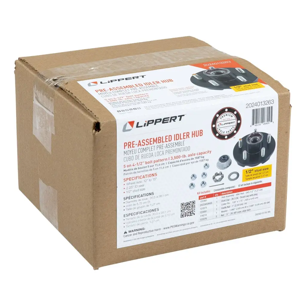 Idler Hub Complete Kit with Installed Bearings, 3,500-lb. Axles - Thumbnail 4