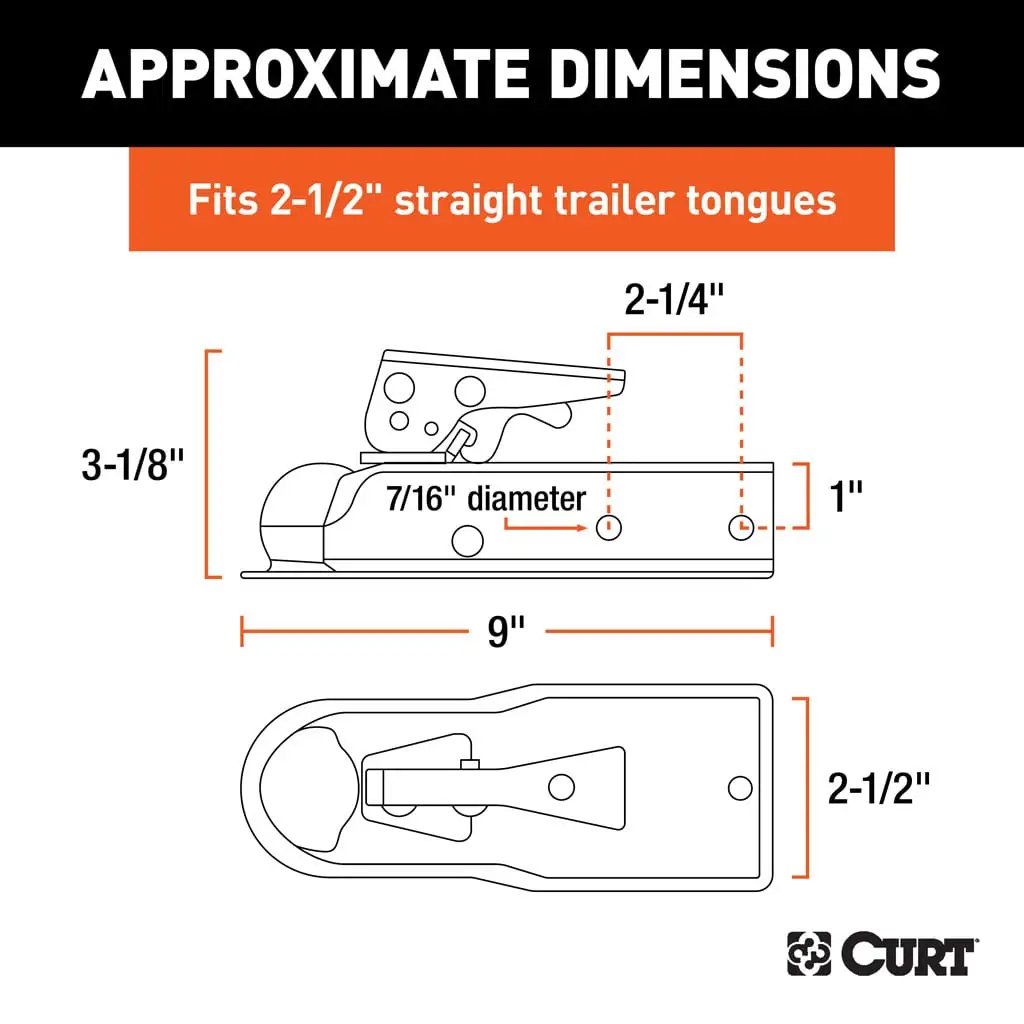 1-7/8" Straight-Tongue Coupler with Posi-Lock (2-1/2" Channel, 2,000 lbs, Zinc) - Thumbnail 2