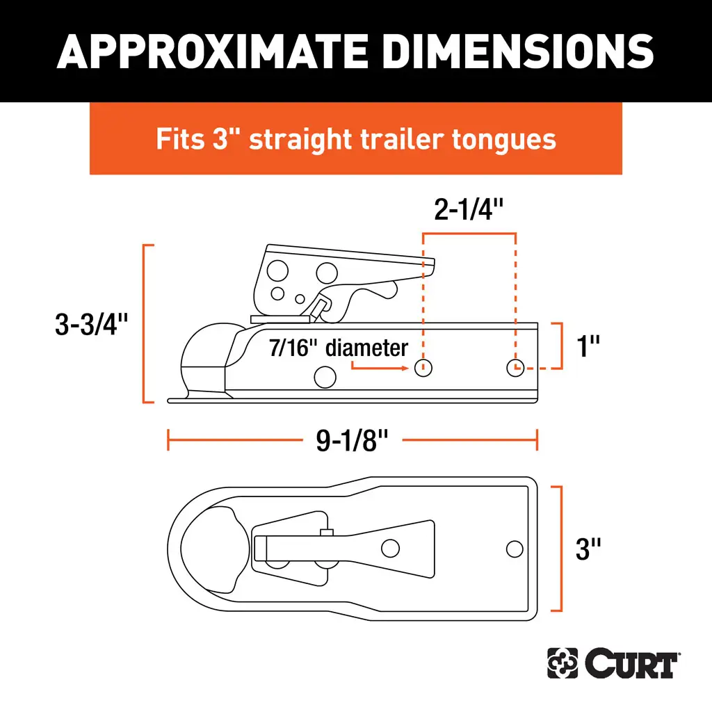 1-7/8" Straight-Tongue Coupler with Posi-Lock (3" Channel, 2,000 lbs, Zinc) - Thumbnail 2