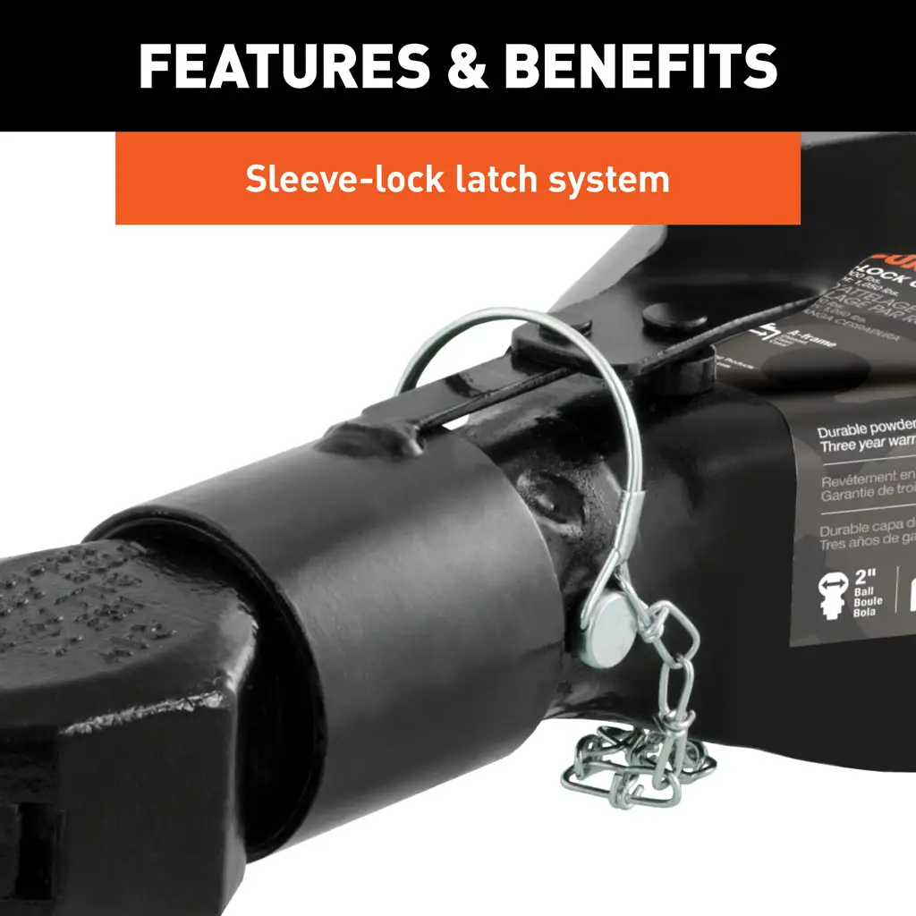 2" A-Frame Coupler with Sleeve-Lock (7,000 lbs, Black) - Thumbnail 4