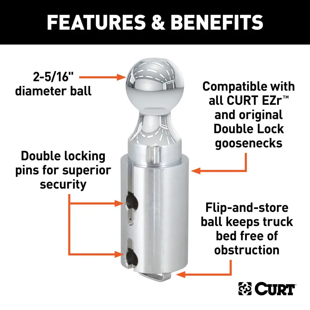Double Lock 2-5/16" Gooseneck Ball, 38K Capacity - Thumbnail 3