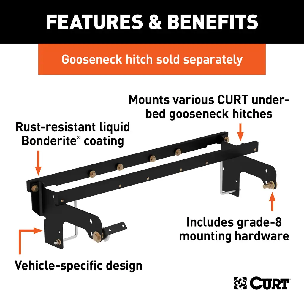 Under-Bed Gooseneck Install Brackets, Select Silverado, Sierra 1500, 2500, 3500 - Thumbnail 2