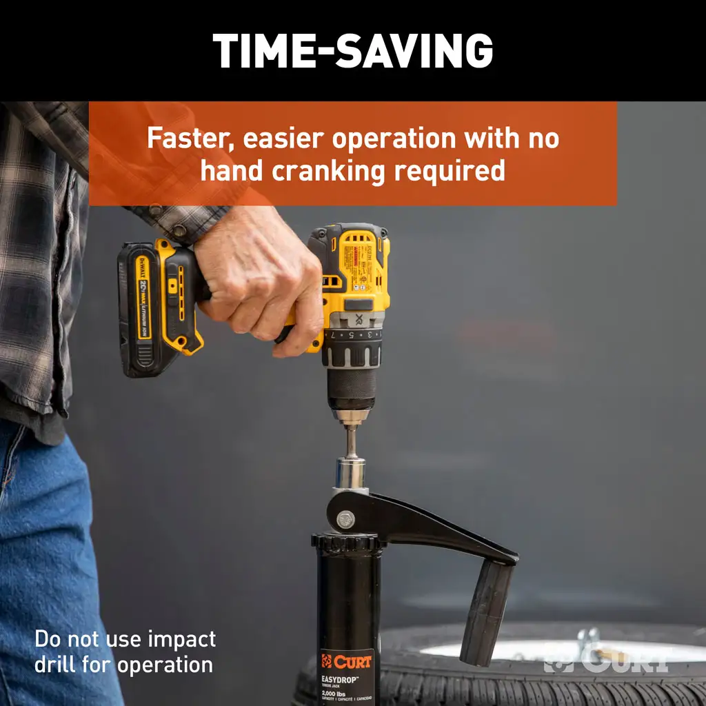 Lippert Quick Drop Drill-Operated Tongue Jack, 2,000 lbs, 14" Travel - Thumbnail 6