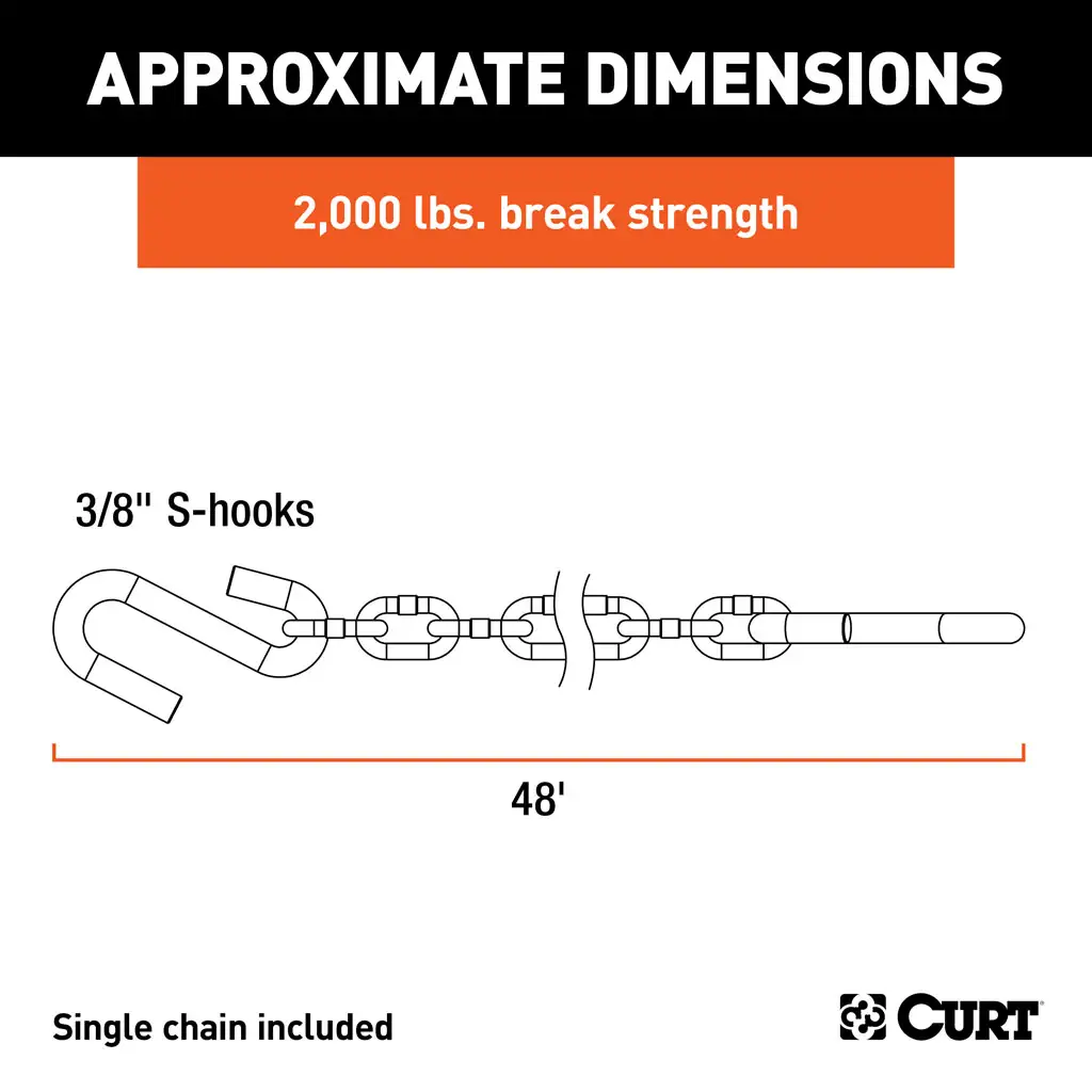 48" Safety Chain with 2 S-Hooks (2,000 lbs, Clear Zinc) - Thumbnail 3
