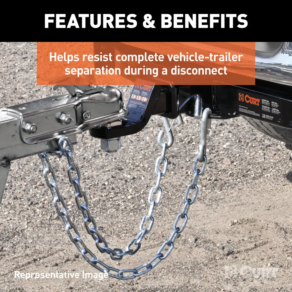 48" Safety Chain with 2 S-Hooks (2,000 lbs, Clear Zinc) - Thumbnail 5