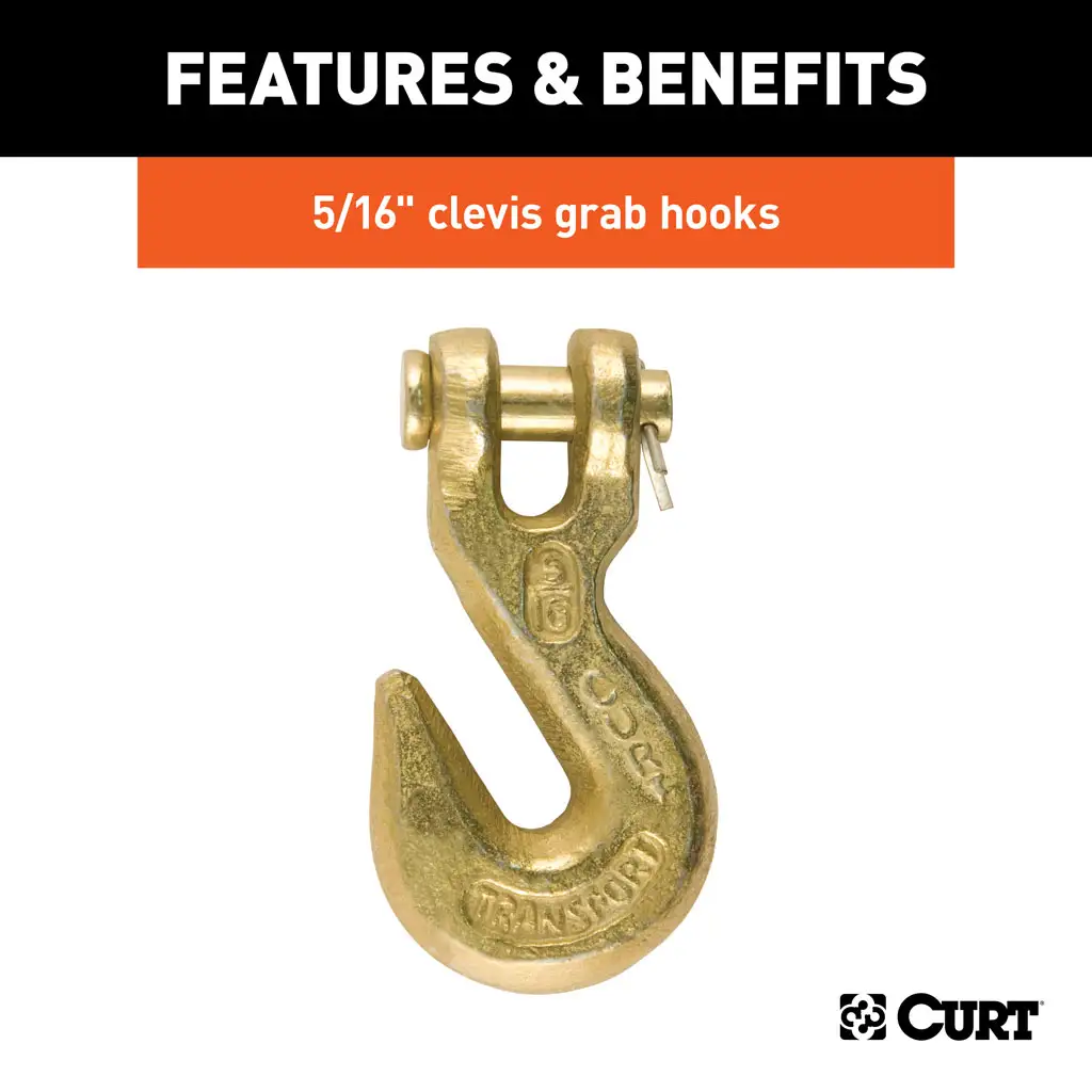 25' Transport Binder Safety Chain with 2 Clevis Hooks (18,800 lbs, Yellow Zinc) - Thumbnail 5
