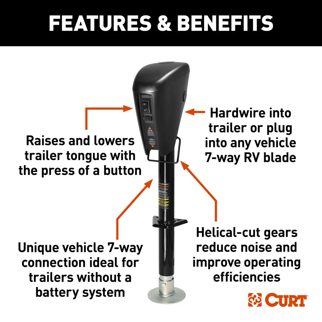 Lippert Power Stance Tongue Jack, 3,500 lbs - Thumbnail 3