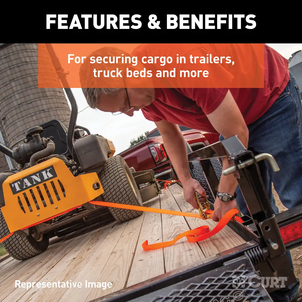 10' Red Cargo Straps with S-Hooks (500 lbs, 2-Pack) - Thumbnail 4