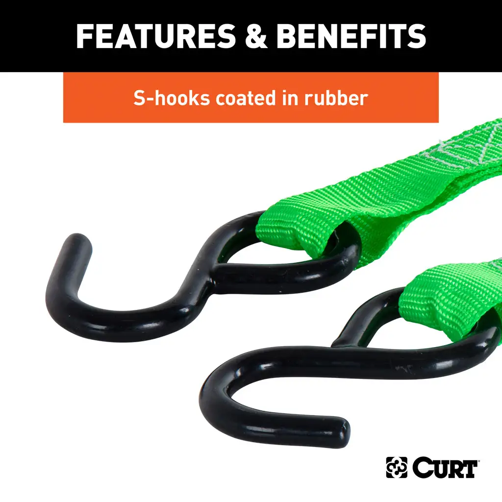 16' Dark Green Cargo Straps with S-Hooks (300 lbs, 4-Pack) - Thumbnail 6