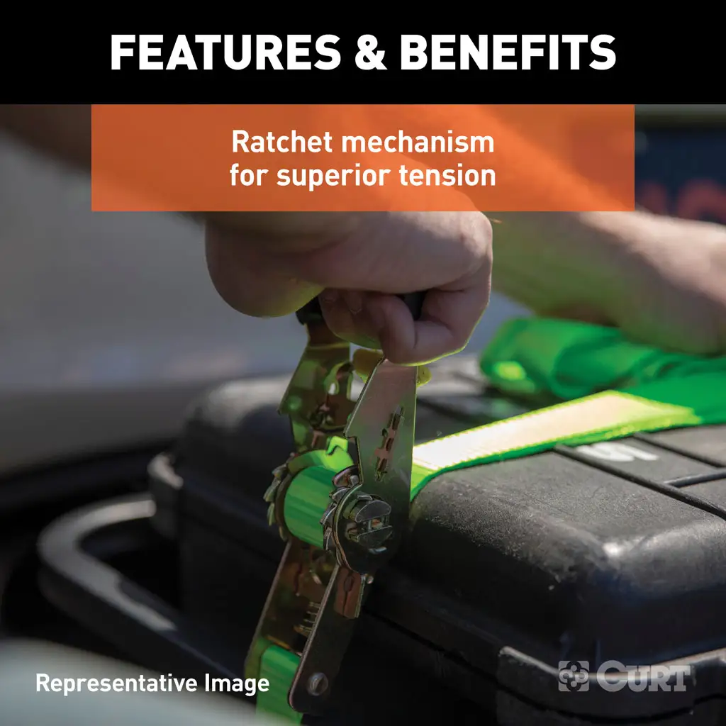 16' Lime Green Cargo Straps with S-Hooks (1,100 lbs, 2-Pack) - Thumbnail 5