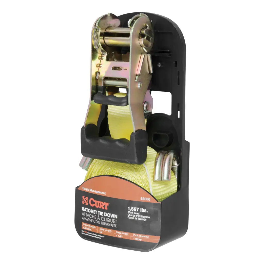 14' Yellow Cargo Strap with J-Hooks (1,667 lbs.) - Thumbnail 8