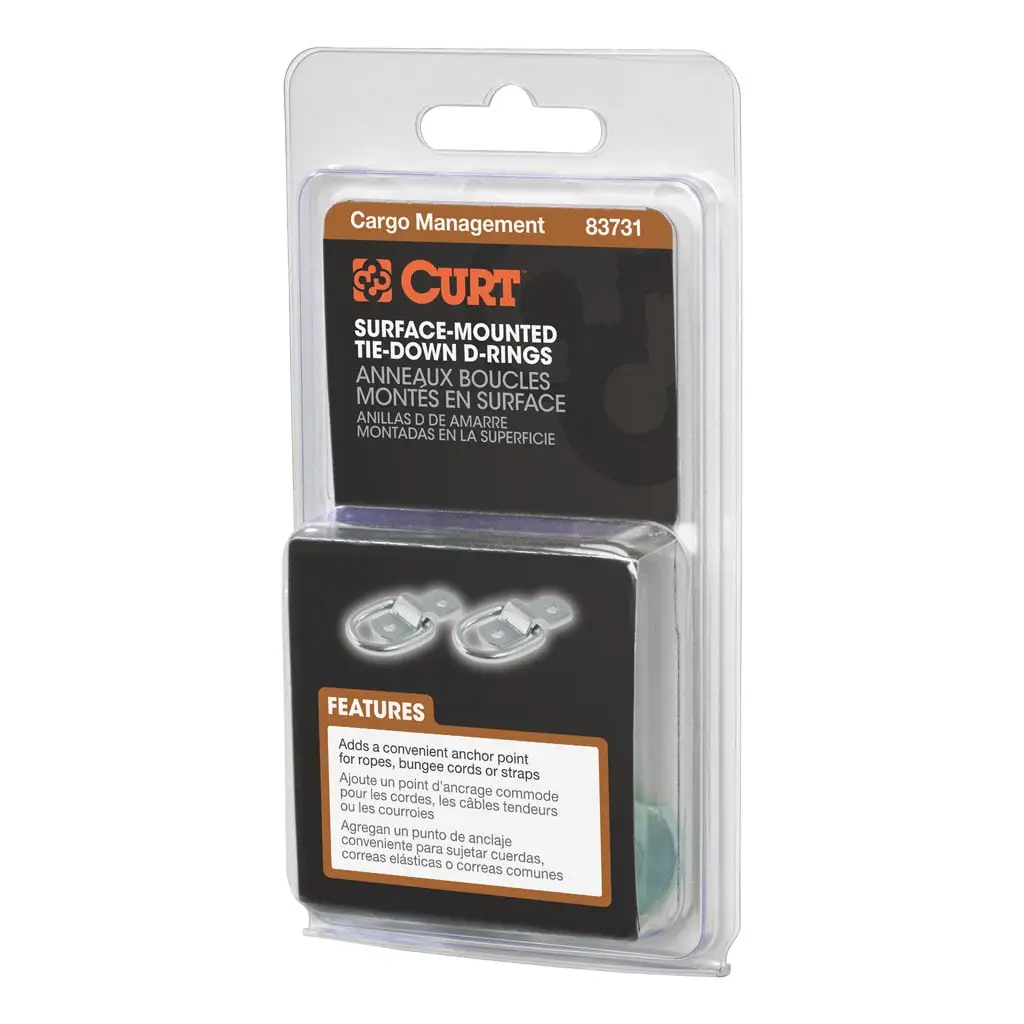 1" x 1-1/4" Surface-Mounted Tie-Down D-Rings (1,200 lbs, Clear Zinc, 2-Pack) - Thumbnail 5