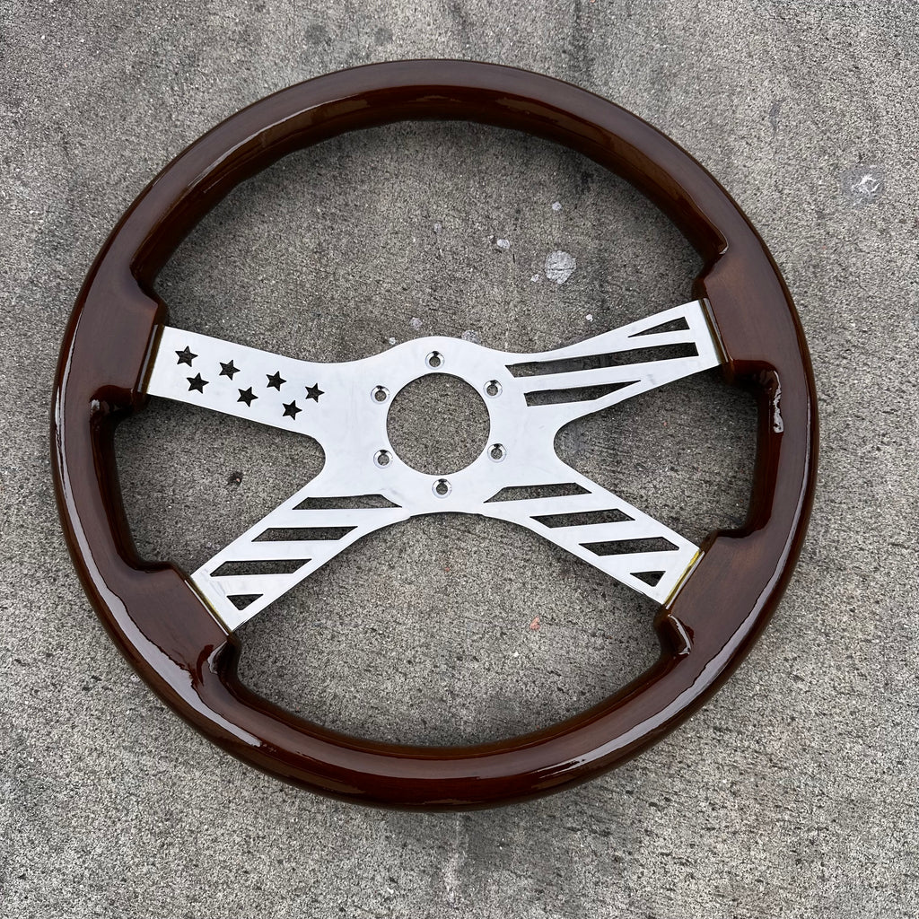 FACTORY SECOND: 15" CHROME USA FLAG DARK WOOD - Thumbnail 2