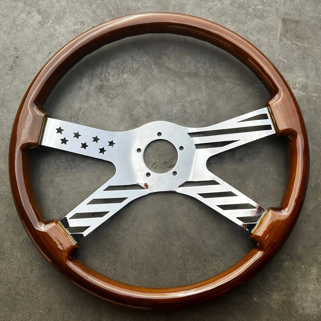 FACTORY SECOND: 18" CHROME STARS AND STRIPES DARK WOOD - Thumbnail 2