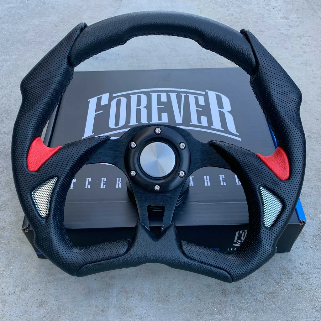 14" D-Shaped Red Carbon Fiber Performance Wheel - Thumbnail 2