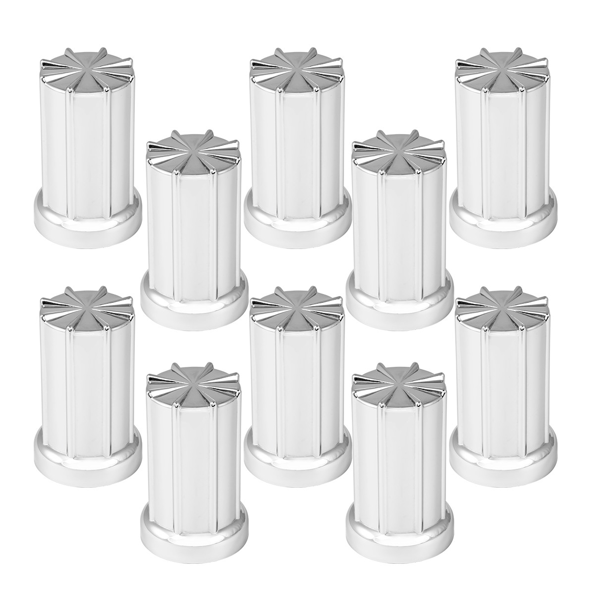 Eight Spoke Chrome Plastic Lug Nut Cover w/ Flange