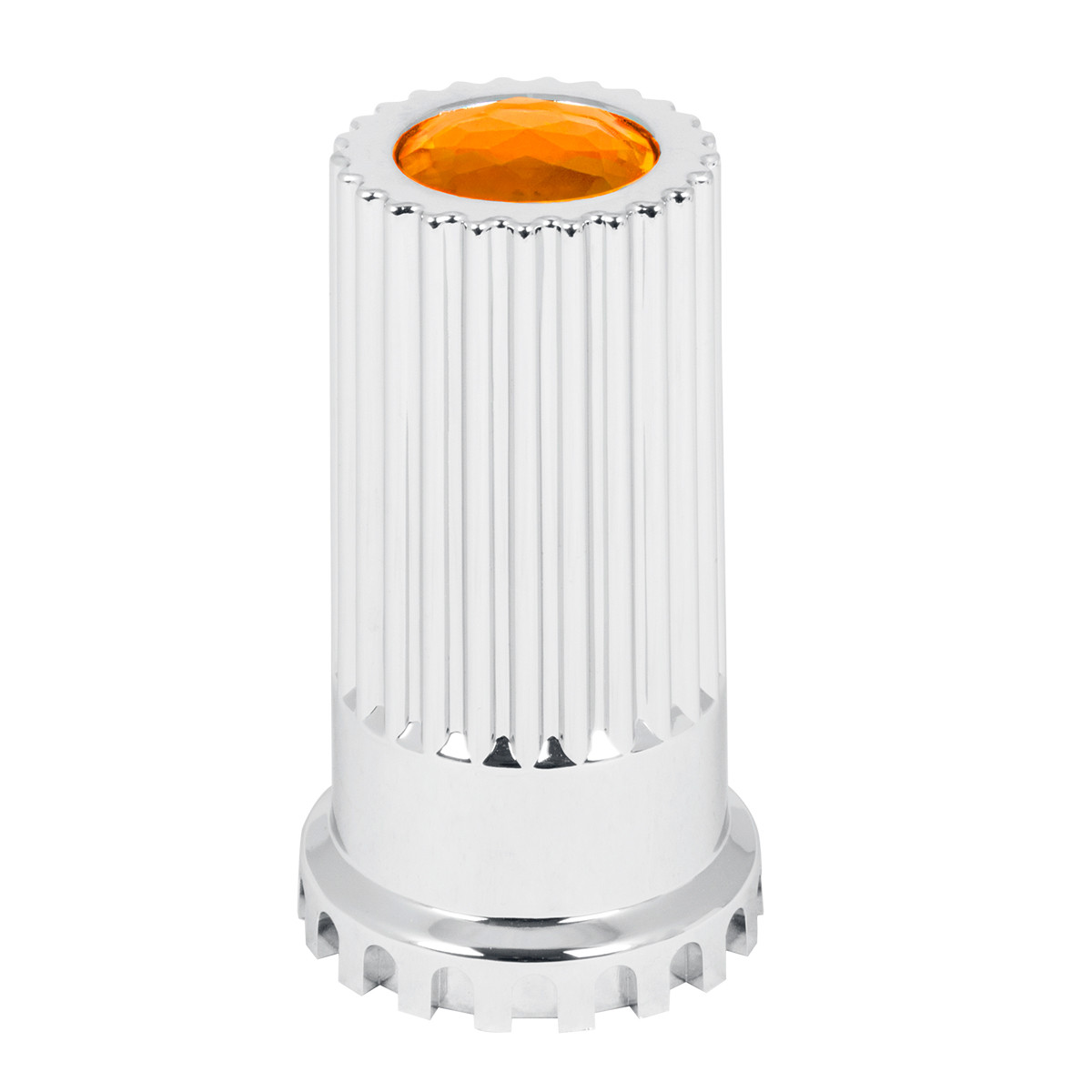 Lock Tab Jewel Chrome Plastic Lug Nut Cvr w/ Flange