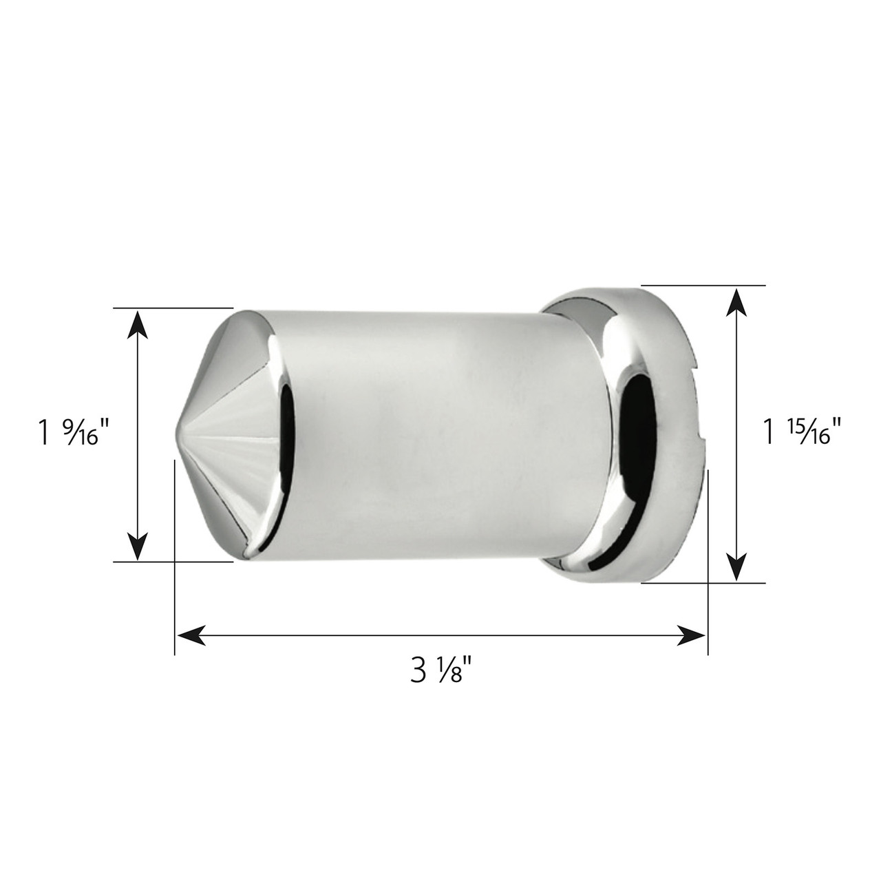 3-1/8" Pointed Top Chrome Plastic Cover w/ Flange