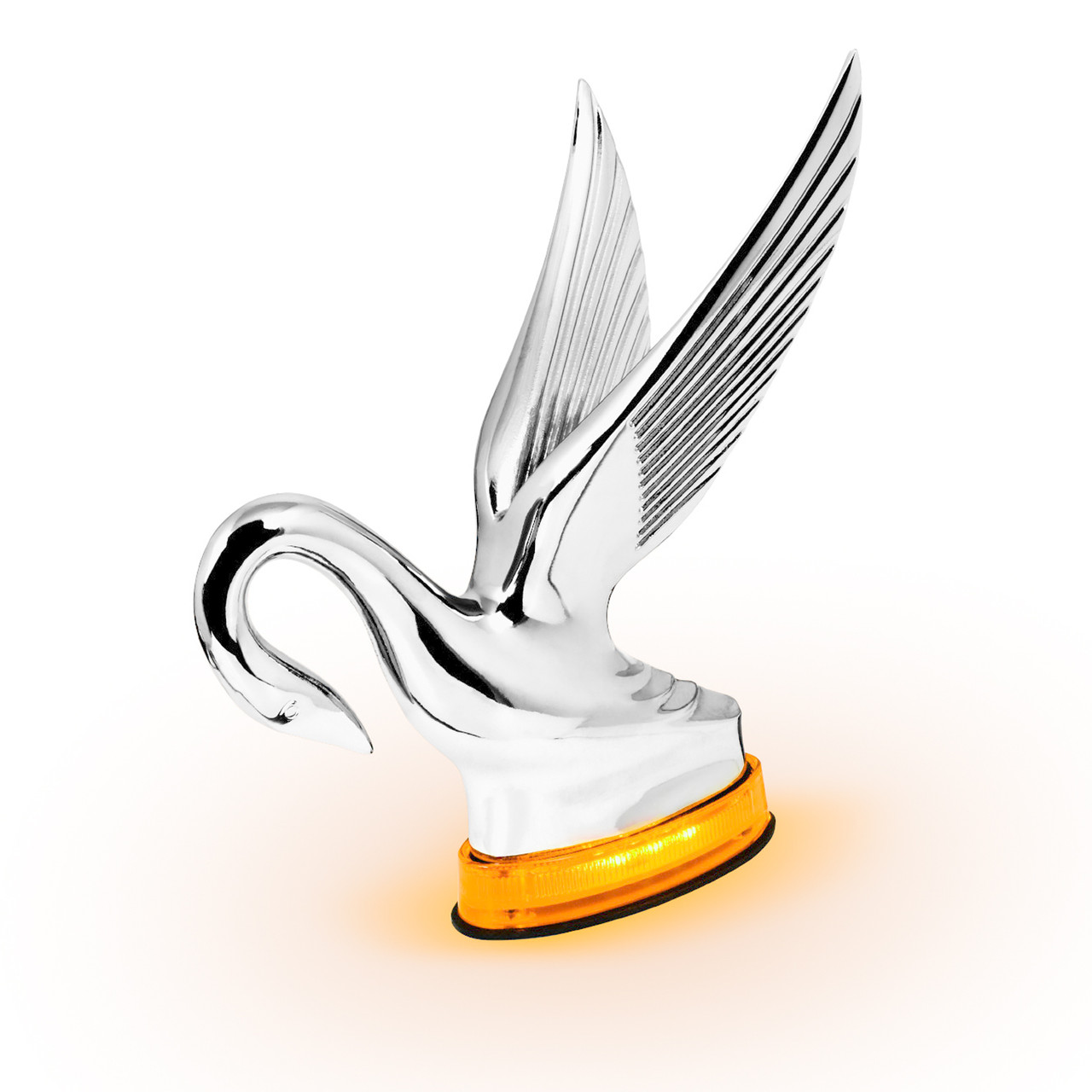 Classic Swan Hood Ornament with LED Glow Base