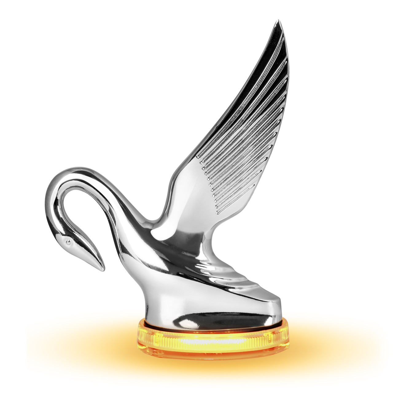 Classic Swan Hood Ornament with LED Glow Base - Thumbnail 5