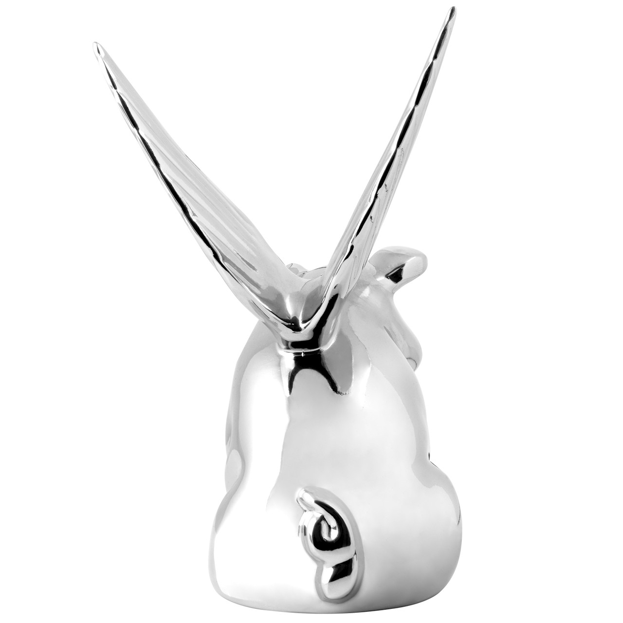 Chrome Smiling Pig With Wings Hood Ornament - Thumbnail 2