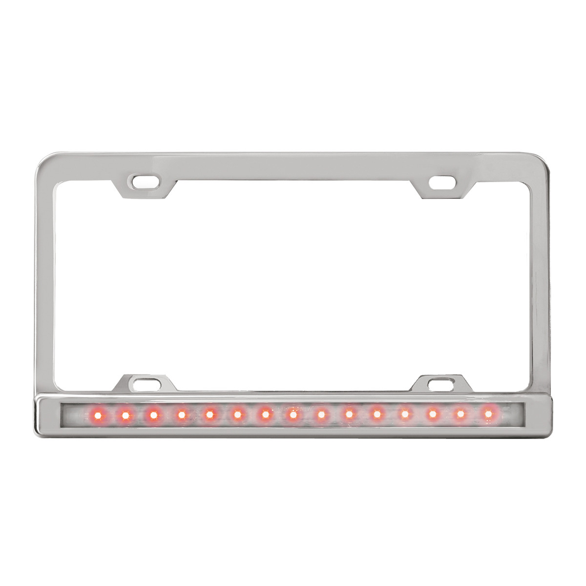 License Plate Frame w/ 4 Holes, 12" LED & Chrome Plastic Bezel