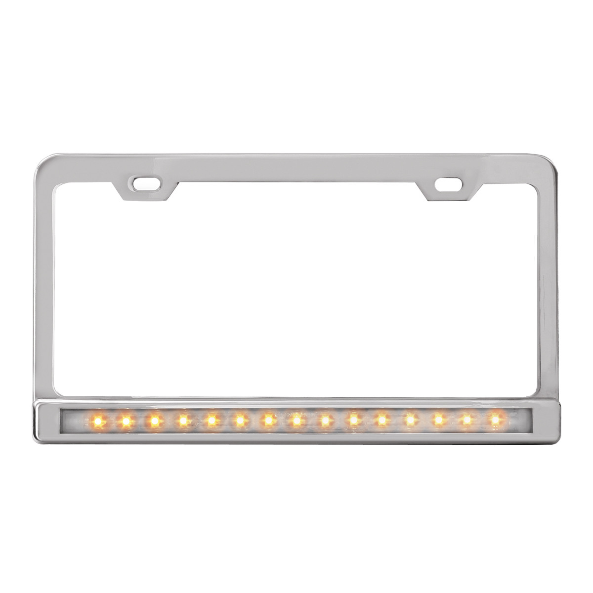 License Plate Frame w/ 2 Holes, 12" LED & Chrome Plastic Bezel