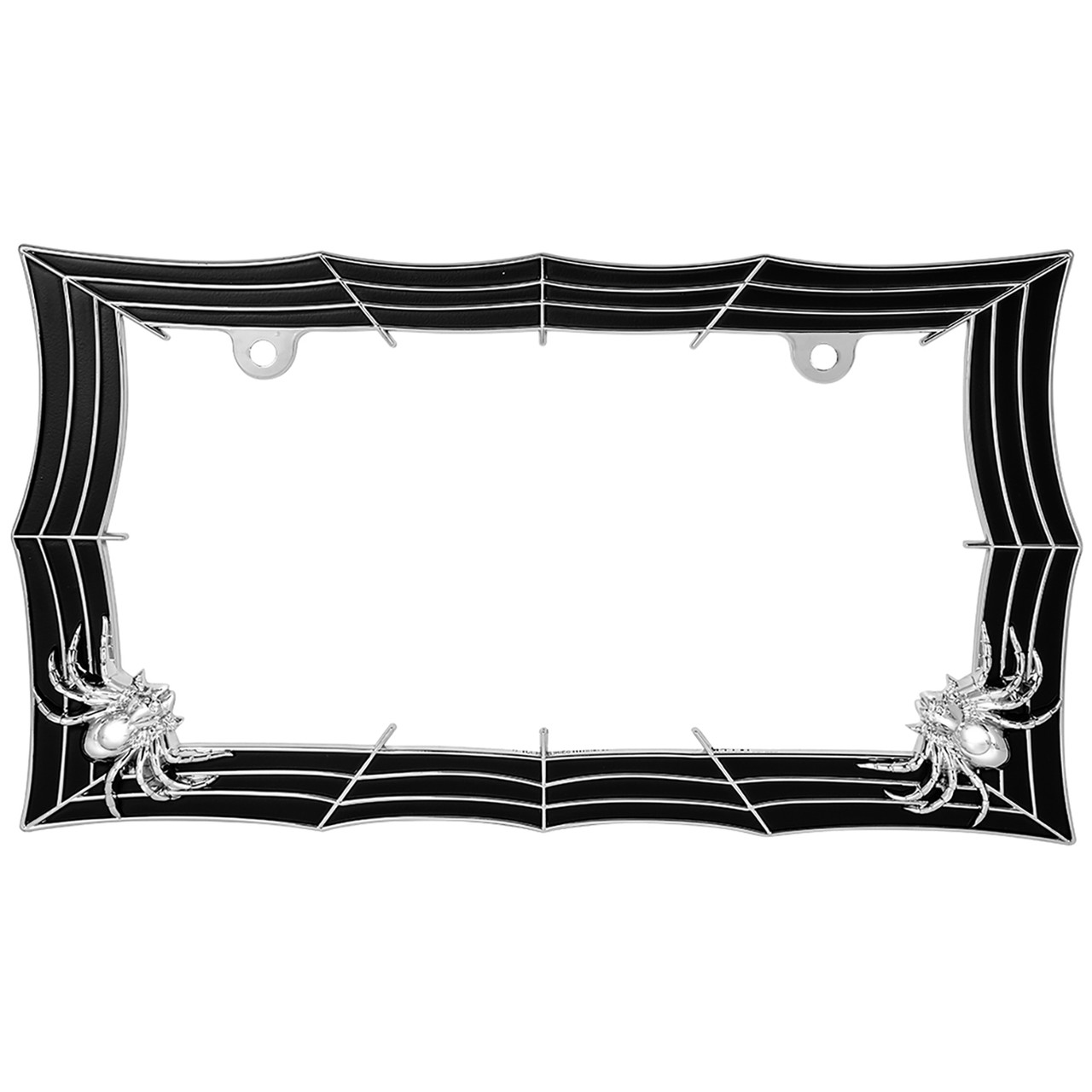Two-Tone Spider & Web License Plate Frame w/ 2 Holes