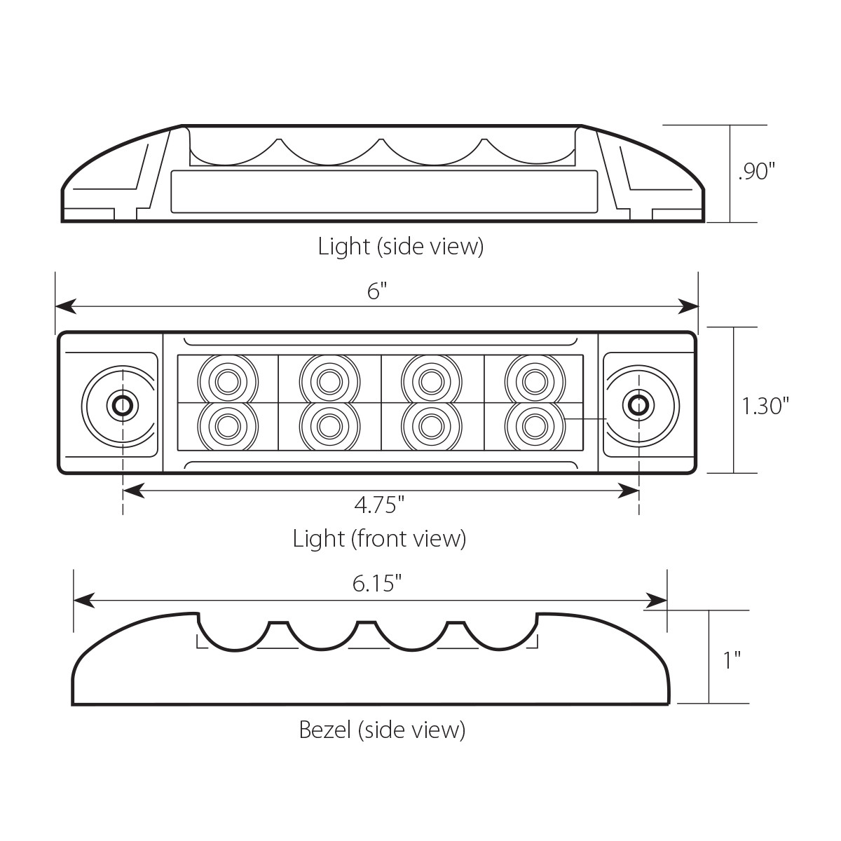 Pearl Series Rectangular LED Light 6" L