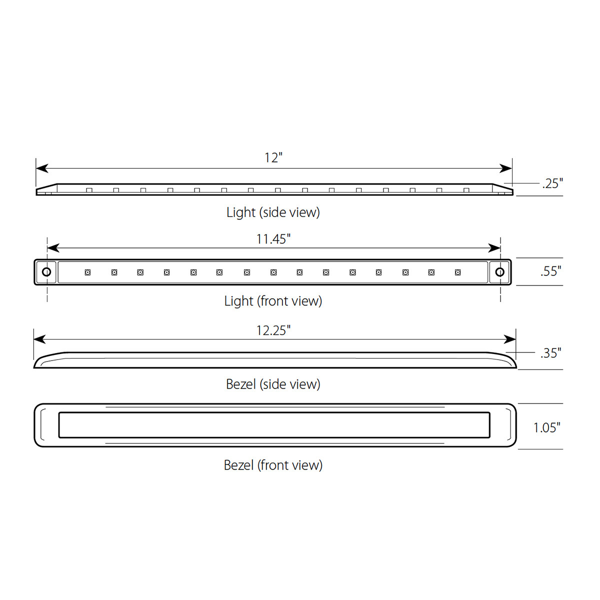 Ultra Thin LED Light Bar 12" L