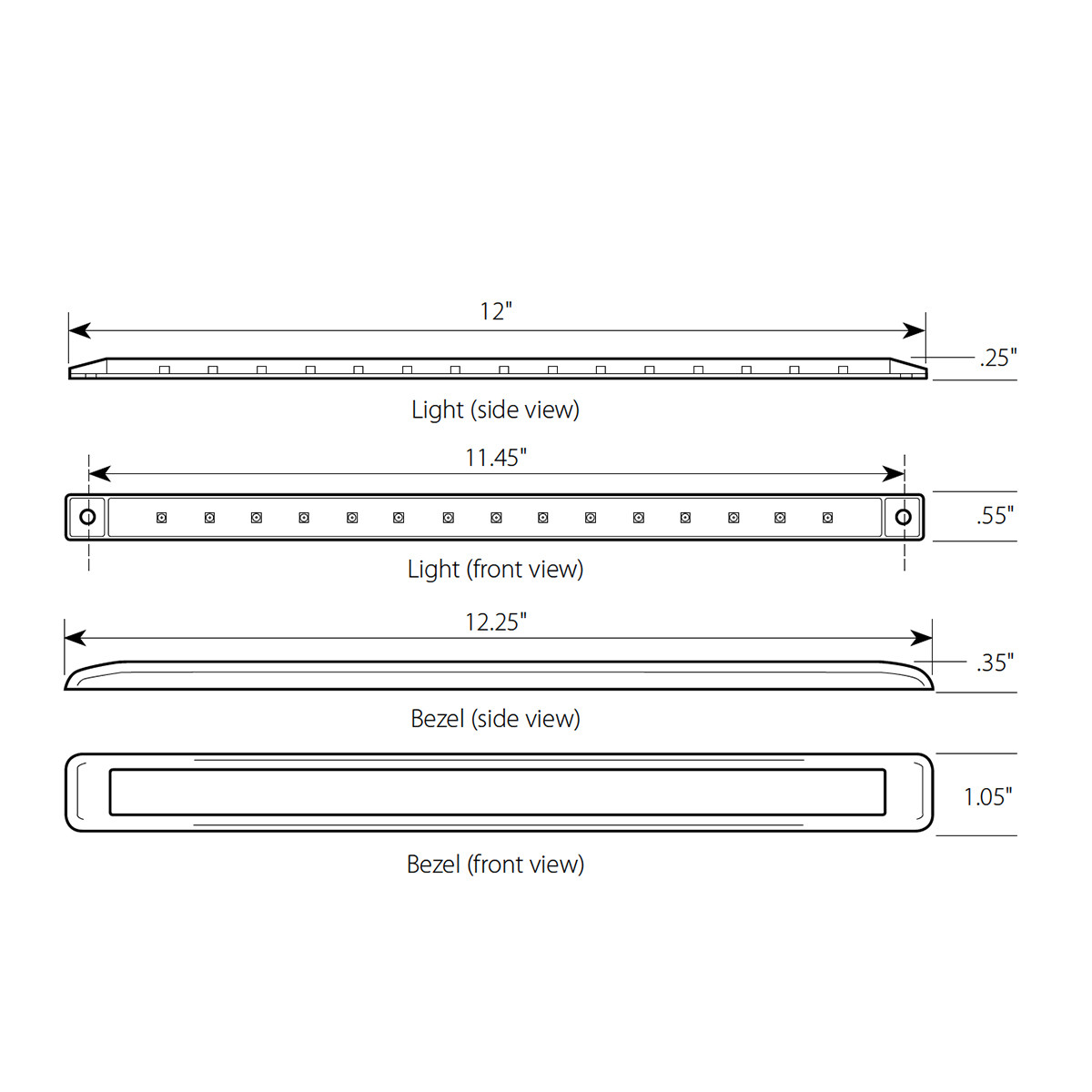 Ultra Thin LED Light Bar 12" L