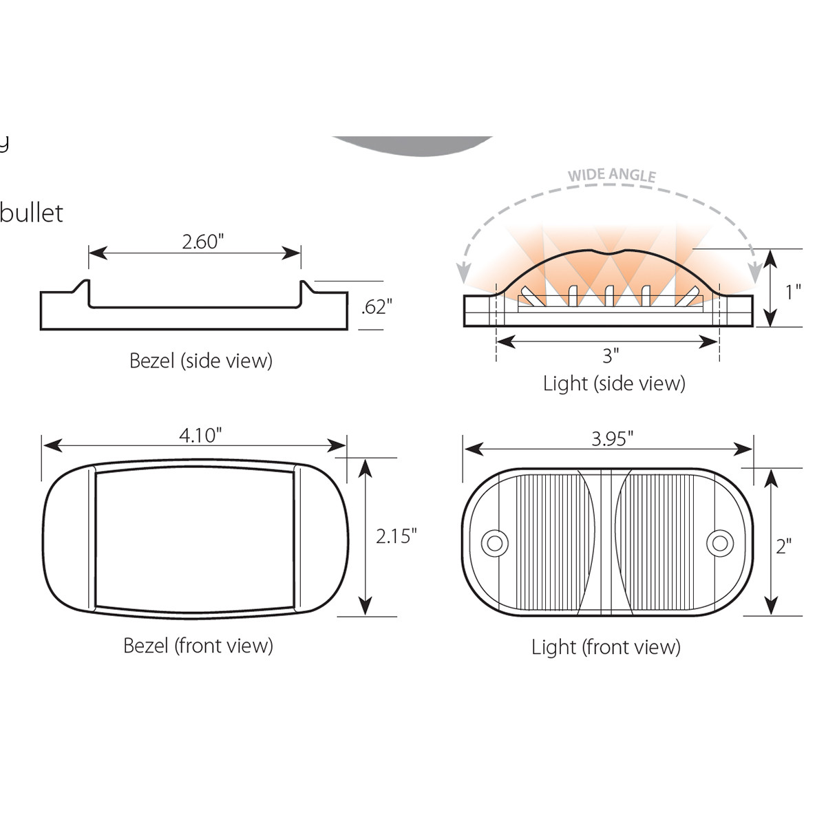 Rectangular Camel Back Wide Angle LED Light