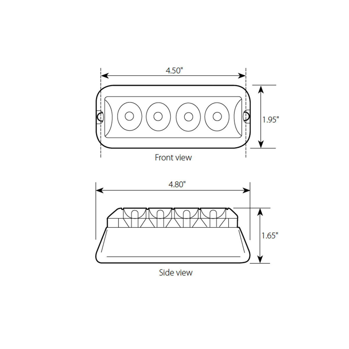 Medium Rectangular 4 LED Strobe Light w/ Aluminum Base