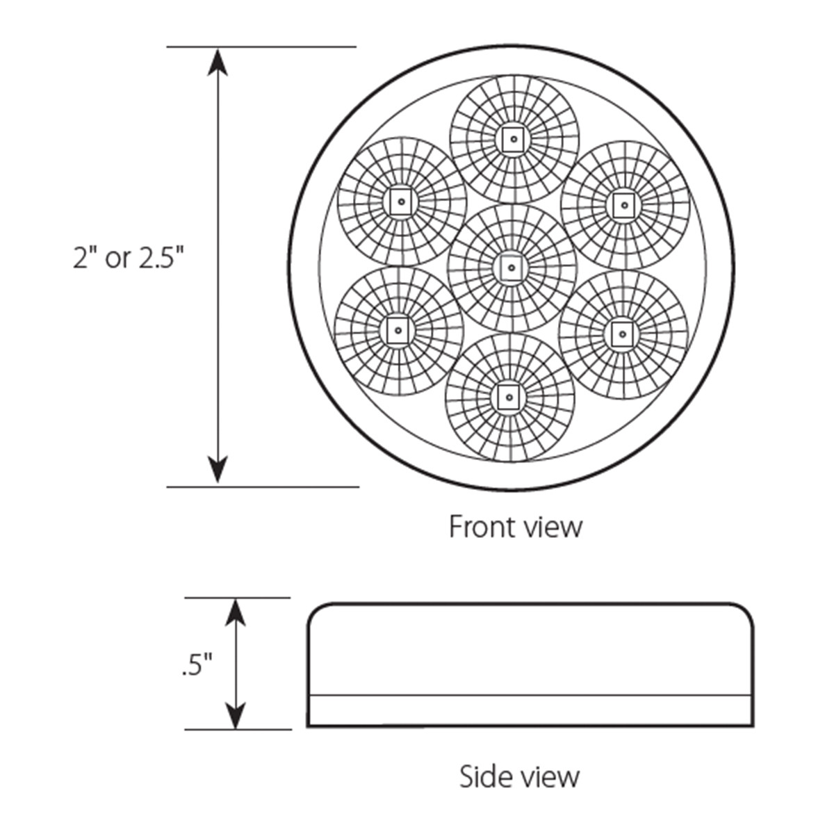 2" & 2-1/2" Low Profile Dual function LED Lights
