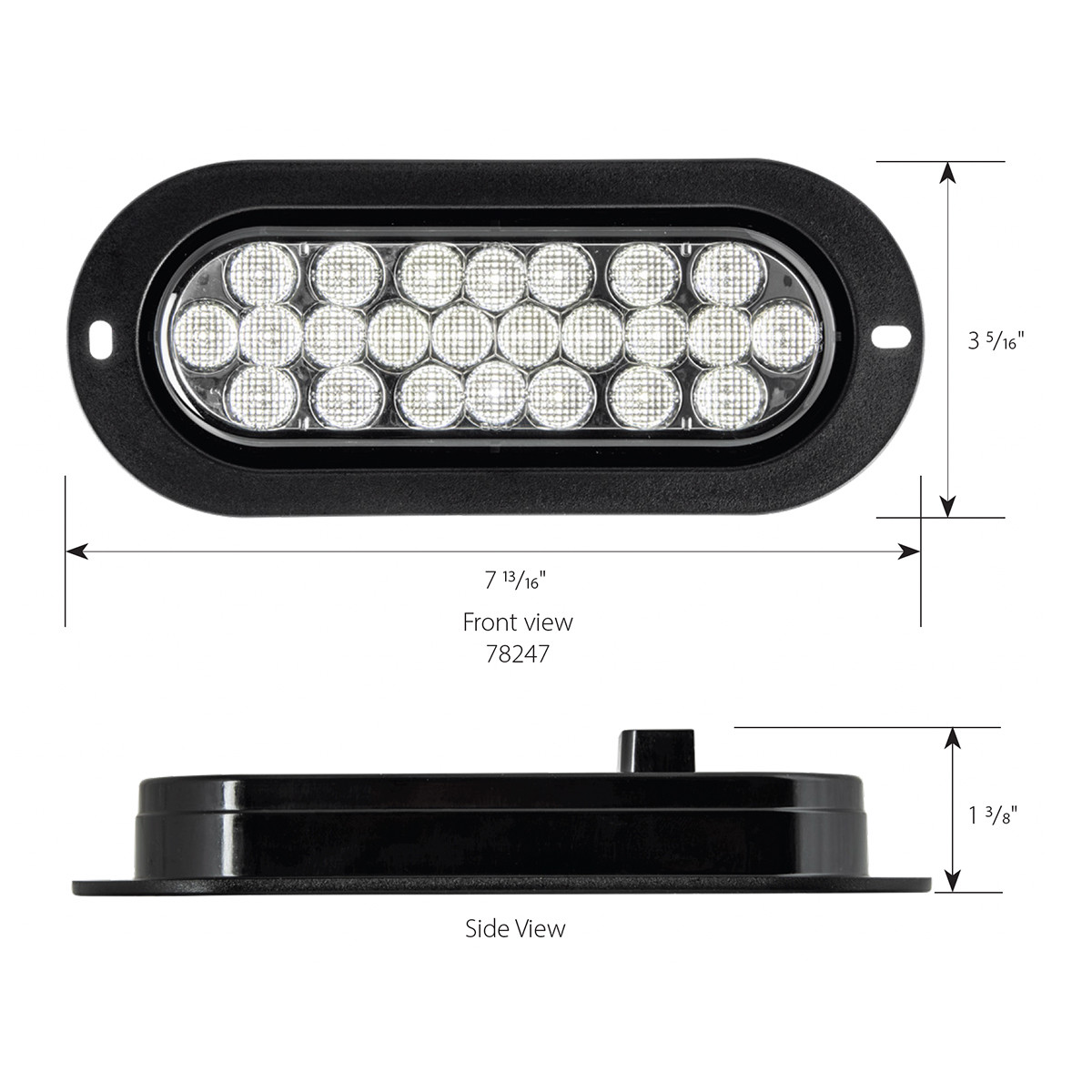 Pearl Series Oval Flange Mount LED Light in Smoke Lens