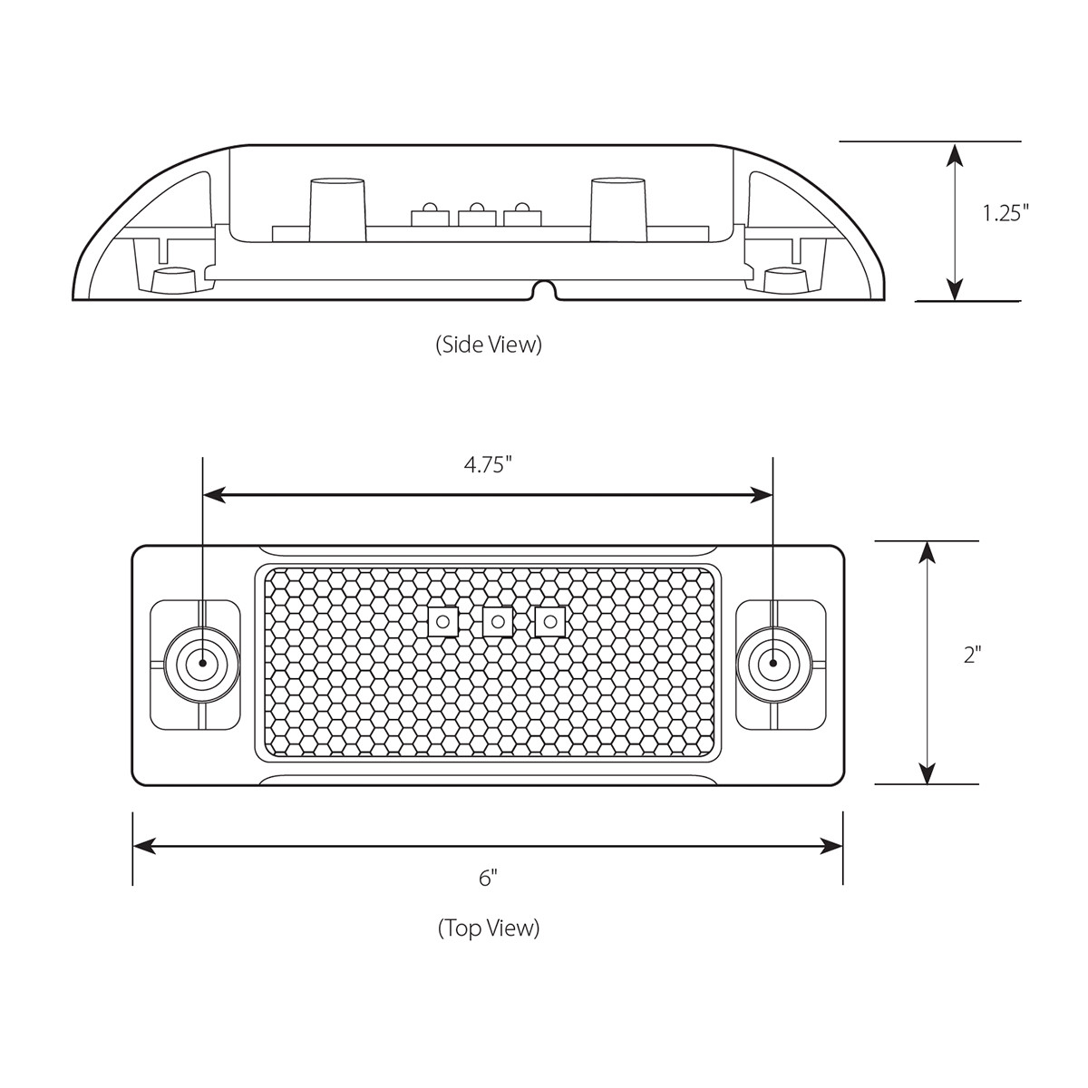 Rectangular LED with Reflector Lens