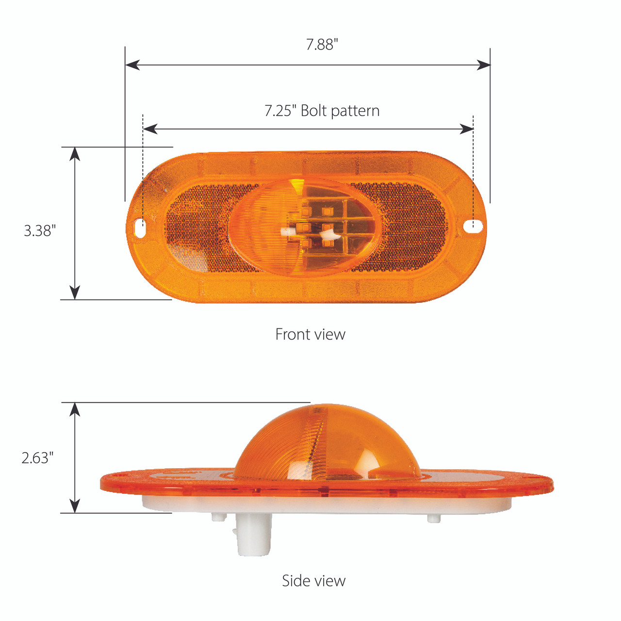 Oval Flange Mount Side Turn & Marker LED Light