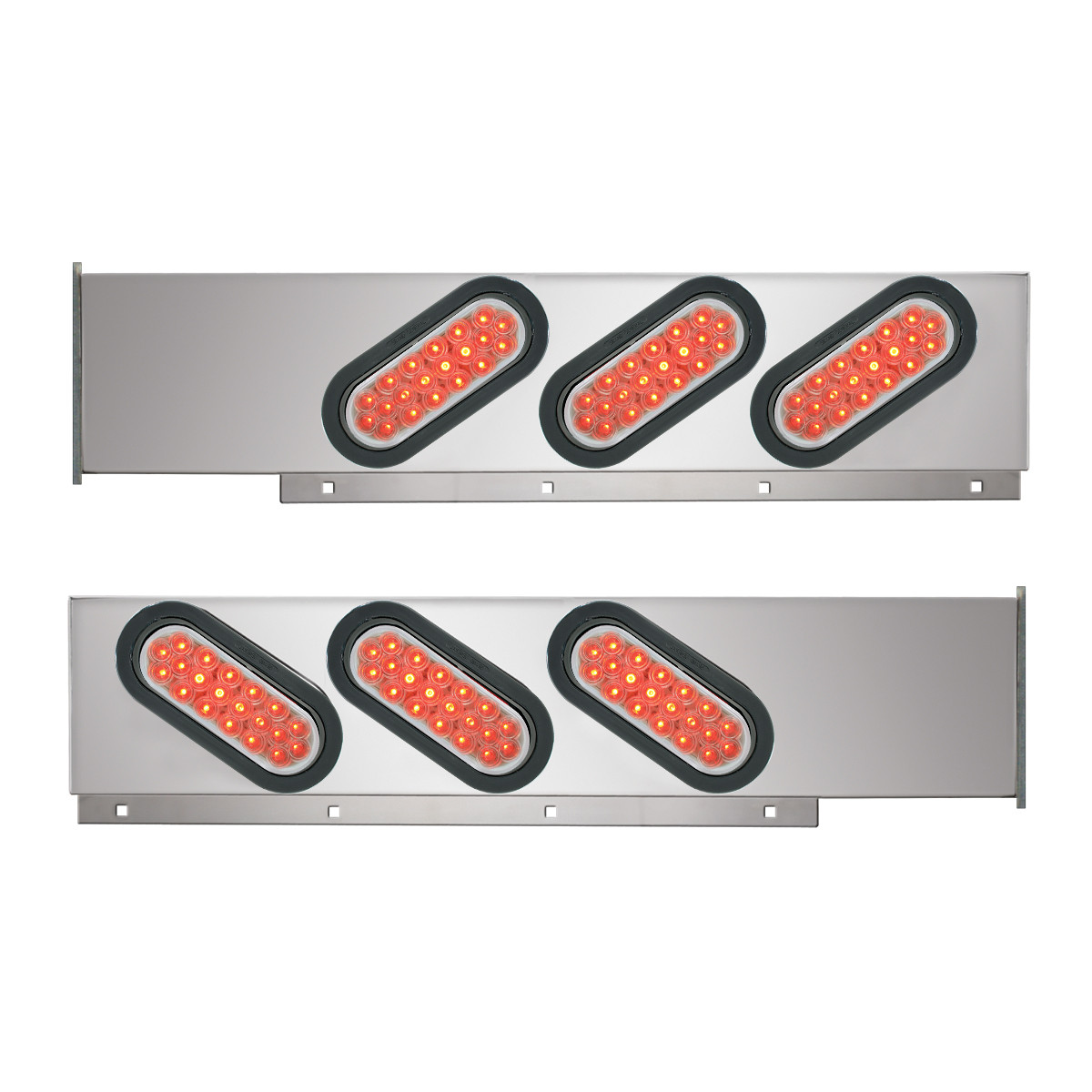 2-Pc Spring-Loaded Cr Plated LB with Slanted Oval LED Lights