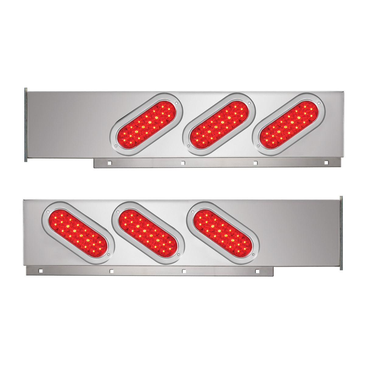 2-Pc Spring-Loaded Cr Plated LB with Slanted Oval LED Lights