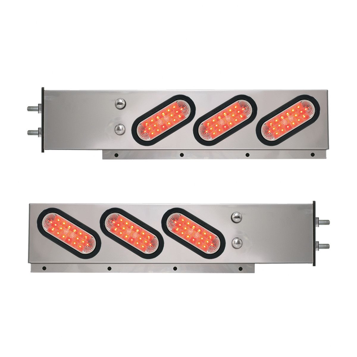 2-Pc Spring-Loaded Cr Plated LB with Slanted Oval LED Lights - Thumbnail 2
