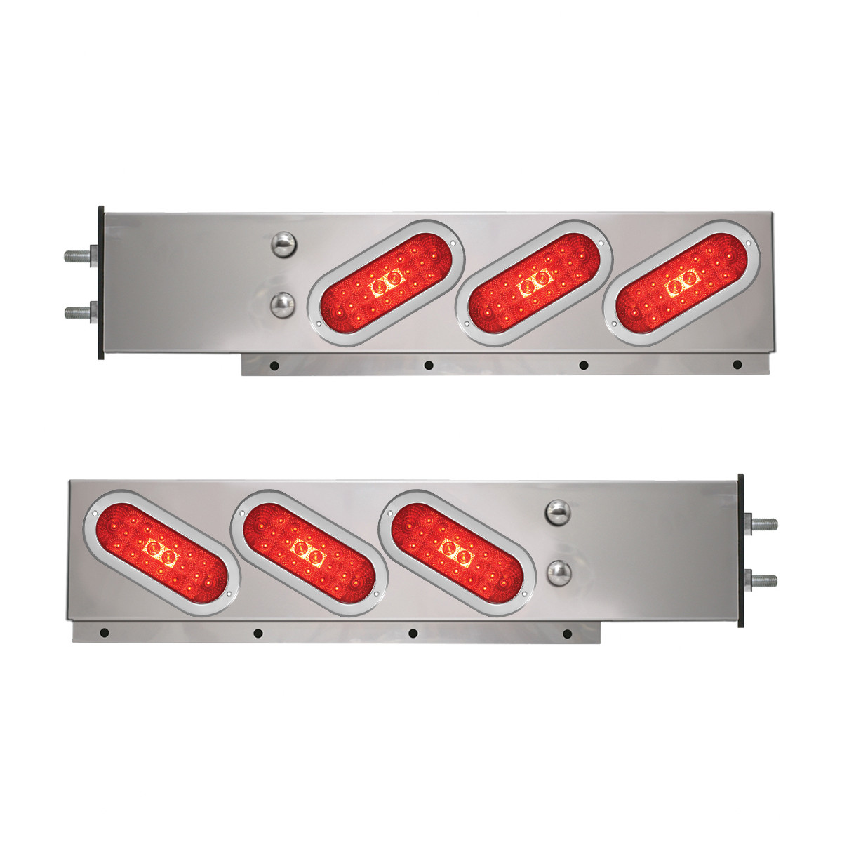 2-Pc Spring-Loaded Cr Plated LB with Slanted Oval LED Lights
