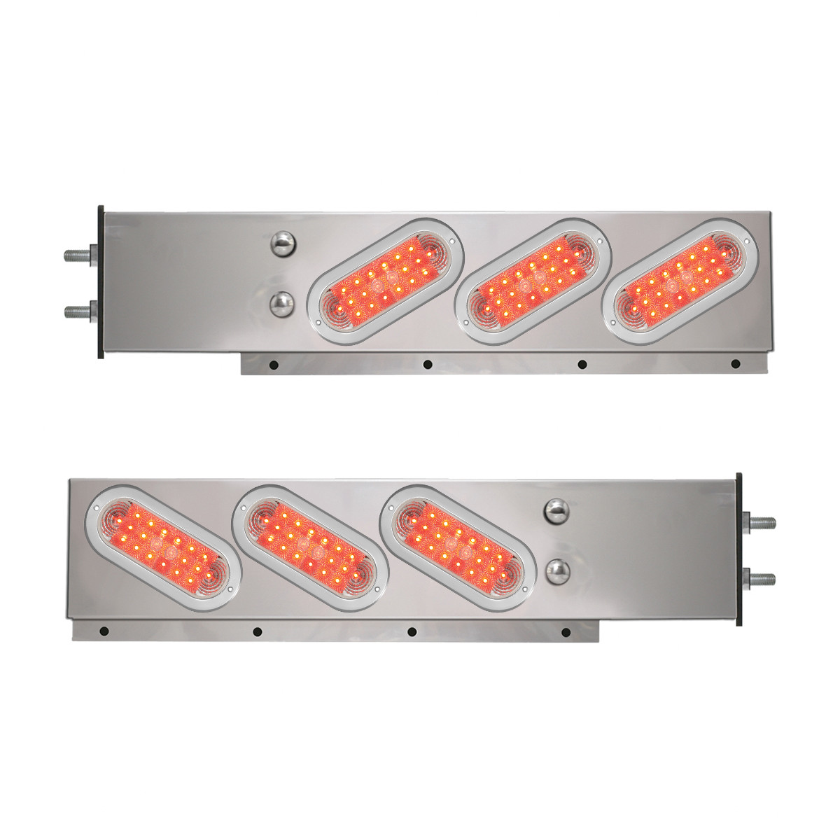 2-Pc Spring-Loaded Cr Plated LB with Slanted Oval LED Lights - Thumbnail 2