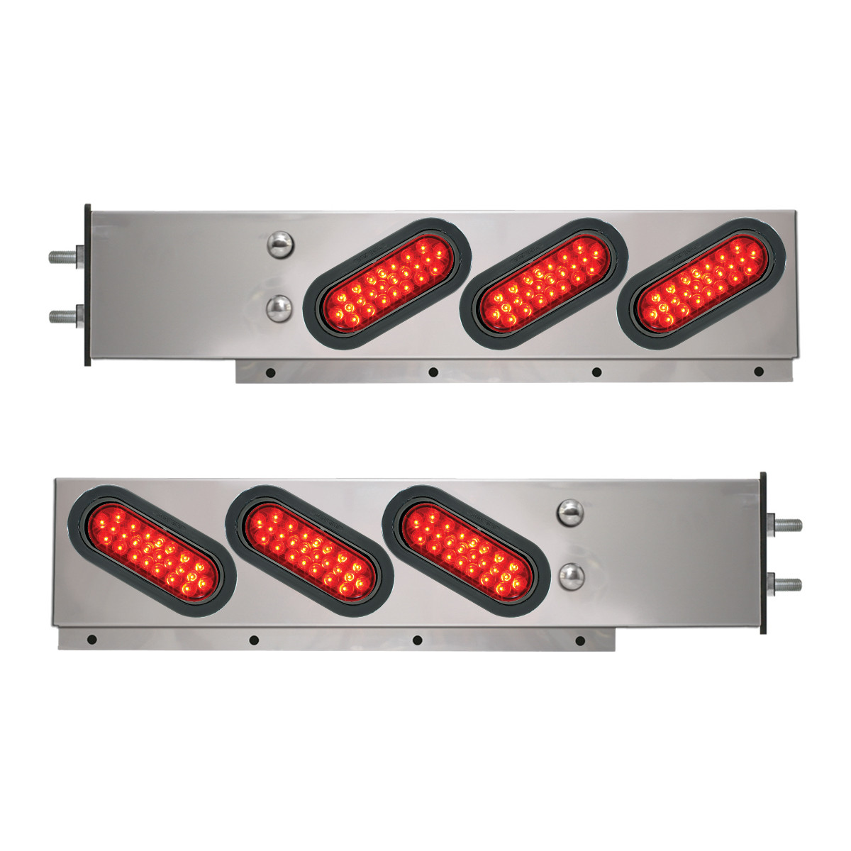 2-Pc Spring-Loaded Cr Plated LB with Slanted Oval LED Lights