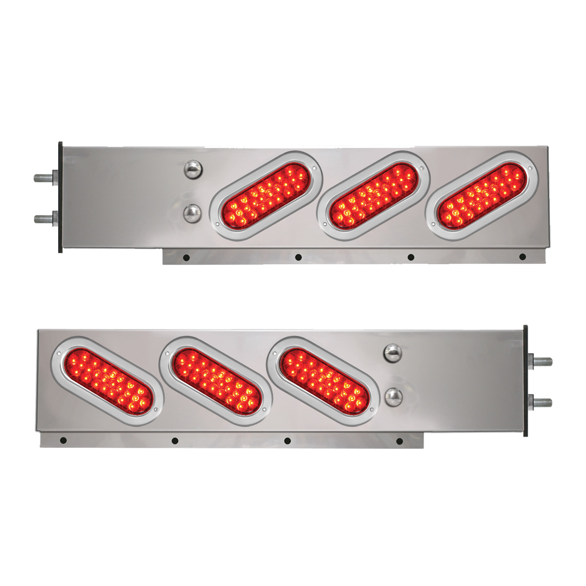 2-Pc Spring-Loaded Cr Plated LB with Slanted Oval LED Lights